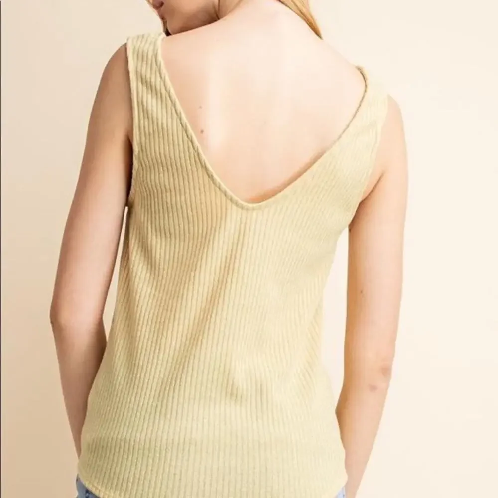 Yellow Ribbed Tank Top NEW Medium - Picture 2 of 5